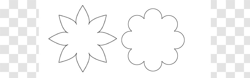 Petal Black And White Leaf Tree - Eight Flower Template Transparent PNG