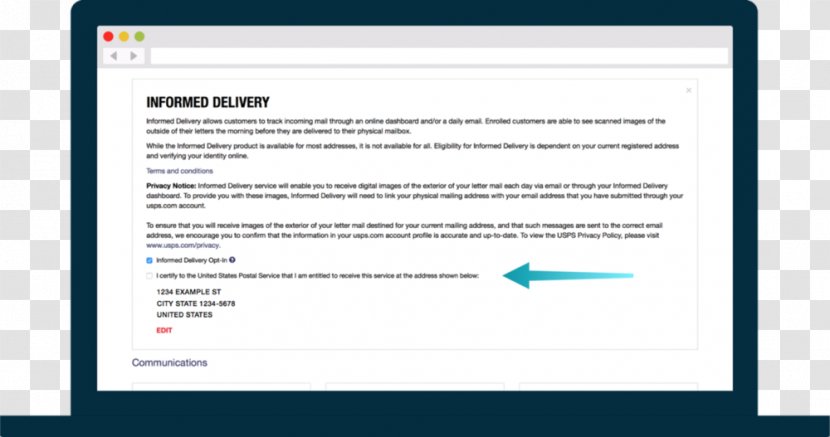 Web Page United States Postal Service Mail Informed Delivery Letter Box - Business - Email Transparent PNG