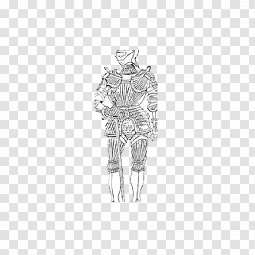 Black And White Costume Design Drawing Pattern - Painting Knight Transparent PNG