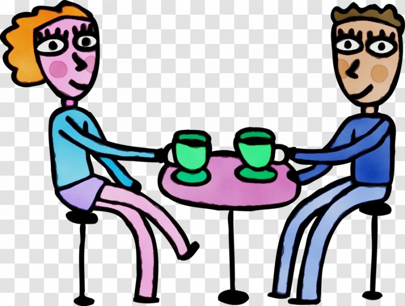 Cartoon Male Behavior Line Human - Table Sharing Transparent PNG