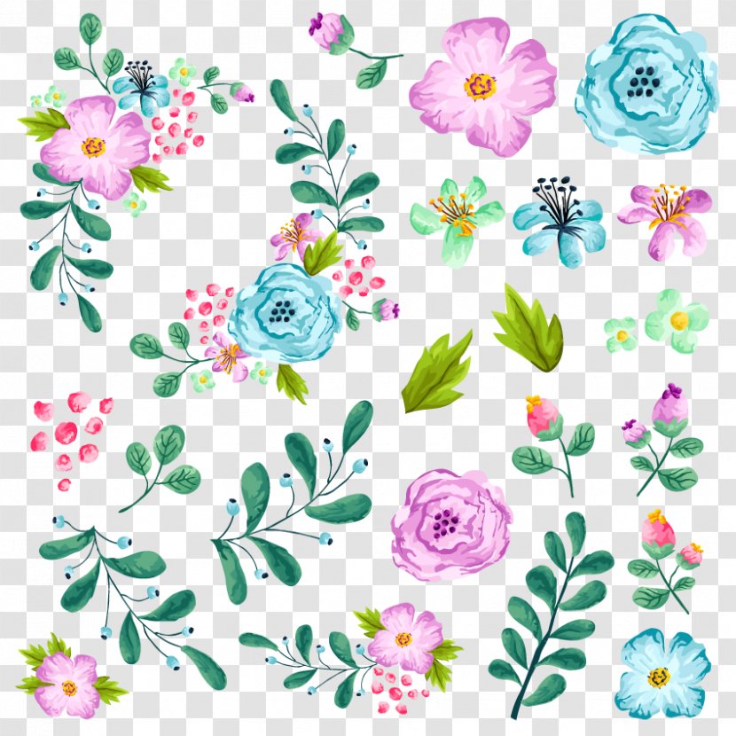 Flower Illustration - Leaf - Gouache Floral Pattern Transparent PNG