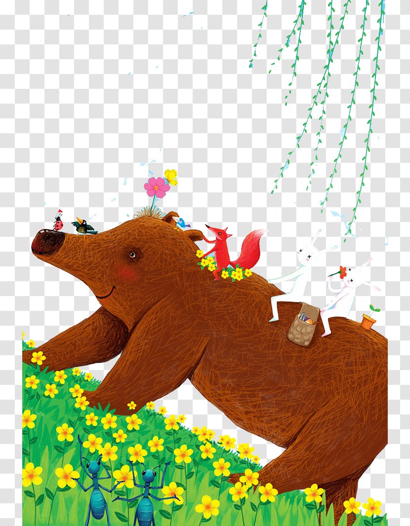 Cartoon Drawing Illustration - Watercolor - Forest Bear Transparent PNG