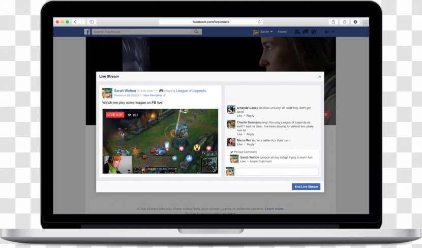 Laptop Live Streaming Media Facebook Computer - Electronics Transparent PNG