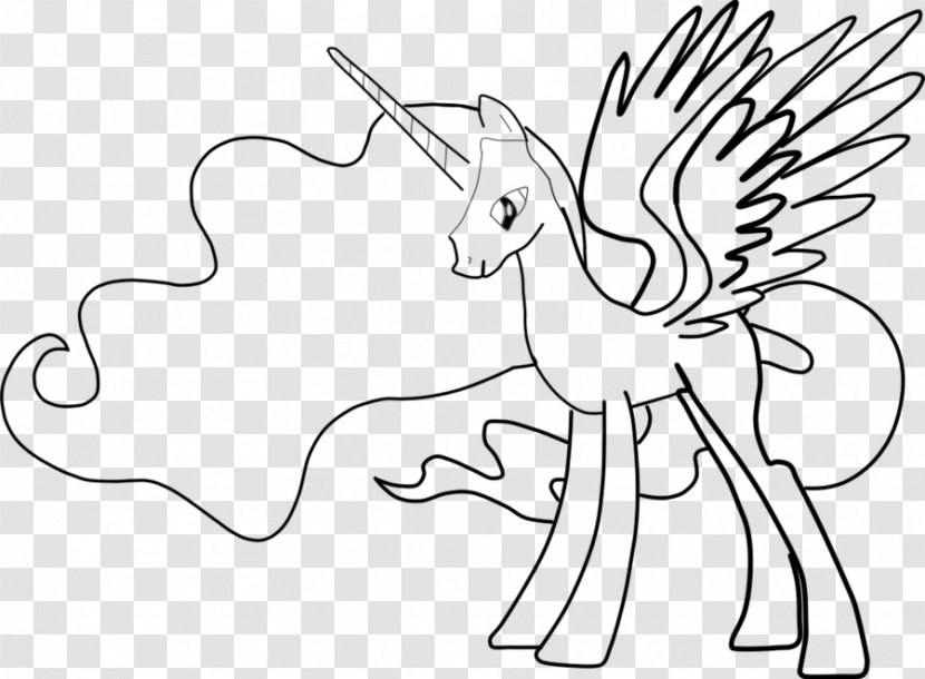Black And White Drawing Winged Unicorn Line Art - Flower - Painting Transparent PNG