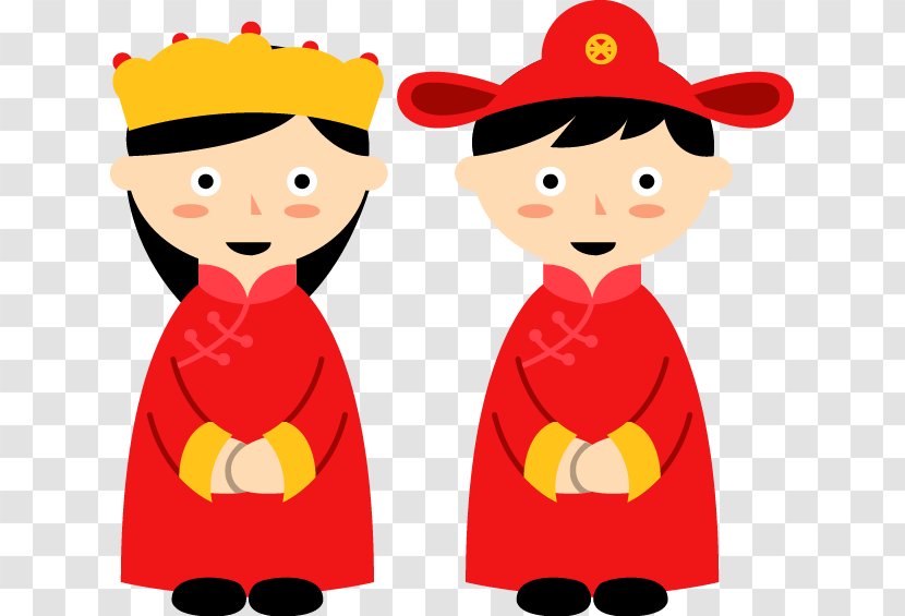 Chinese Marriage Wedding Clip Art - Bride And Groom Transparent PNG