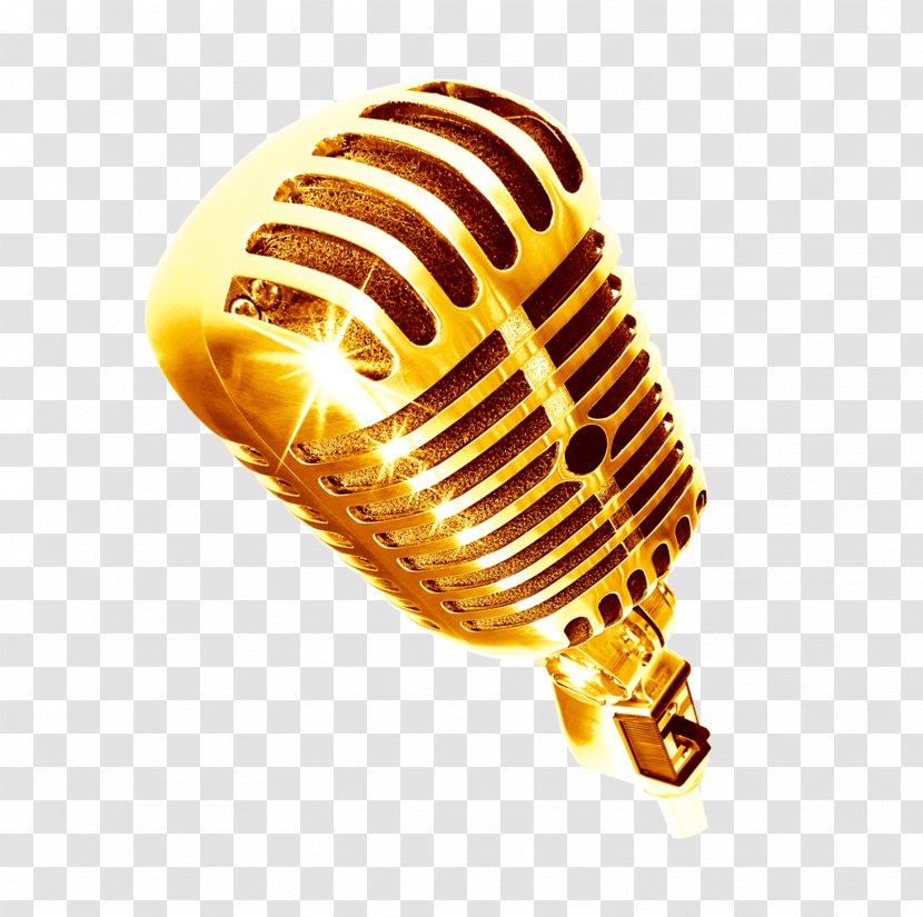 Microphone Icon - Cartoon - Gold Transparent PNG