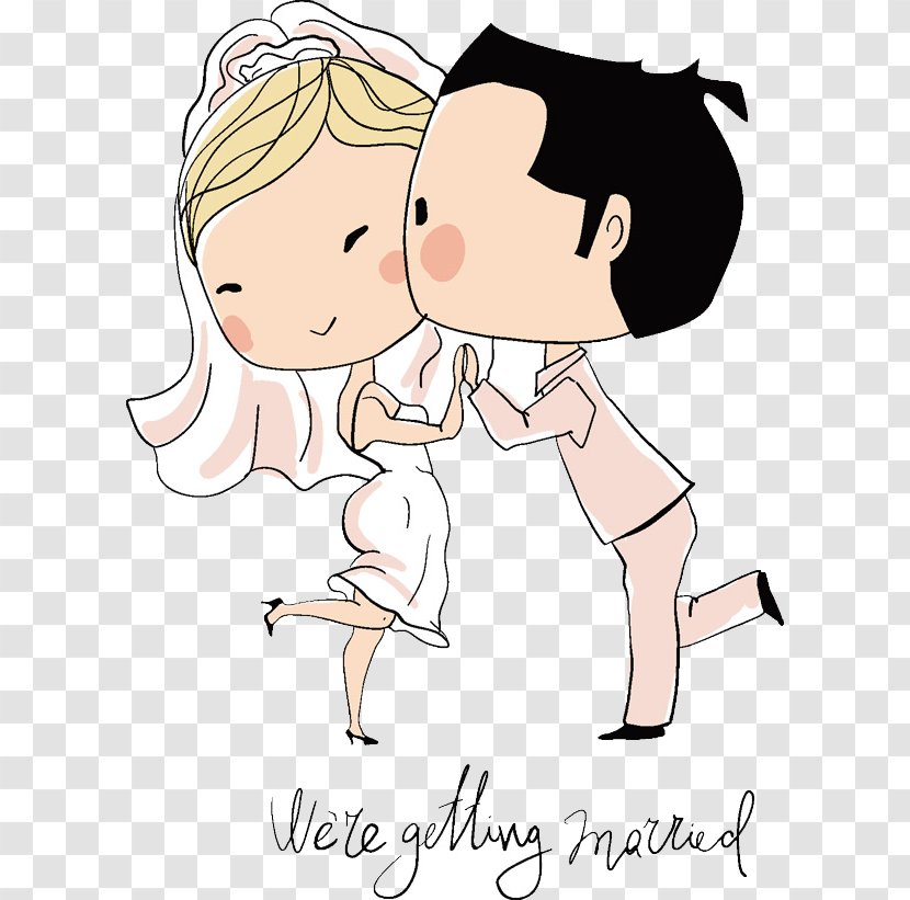 Wedding Invitation Bridegroom Illustration - Heart - Kawaii,Korean-style,Hand Painted,marry,happy,Wedding Dress,Pink Transparent PNG