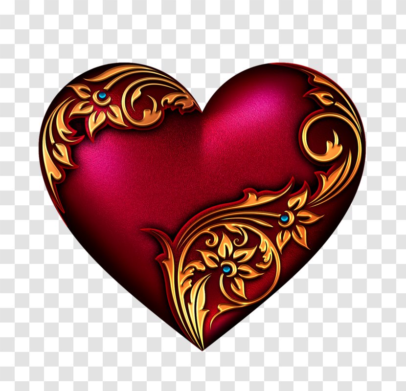 Sticker Image Red Heart Gold Transparent PNG