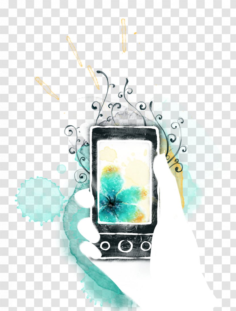 Smartphone Euclidean Vector Icon - Turquoise - PSD Material Transparent PNG