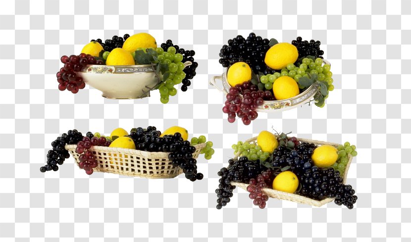 Grape Wine Basket Of Fruit - Grapes And Lemon Transparent PNG