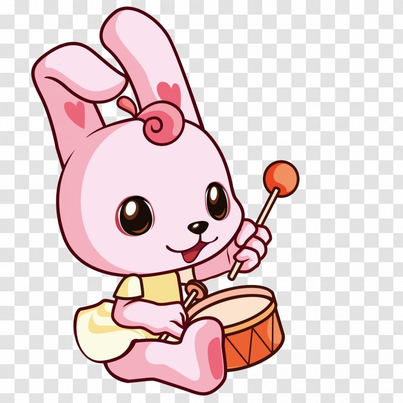 Rabbit Cartoon Clip Art - Heart - Drums Of Rabbits Transparent PNG