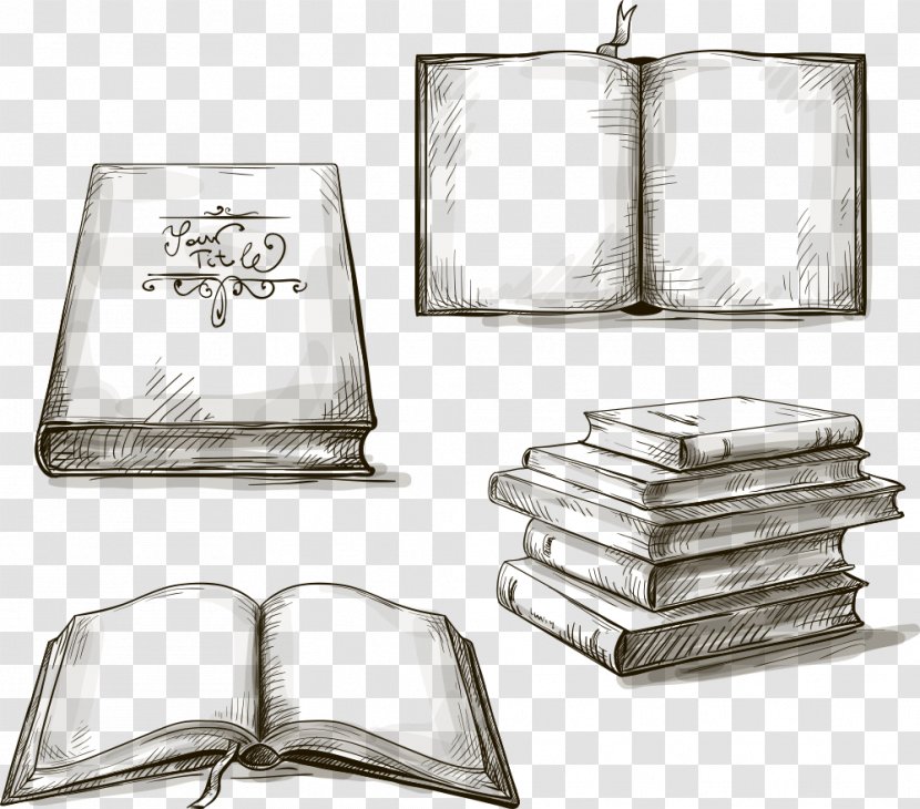 Drawing Book Illustration Sketch - Vector Hand-painted Books Transparent PNG