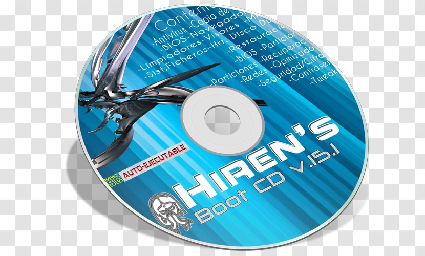 Hiren's BootCD Compact Disc Ultimate Boot CD For Windows Booting Hard Drives - Data Storage Device - Cylinder Transparent PNG