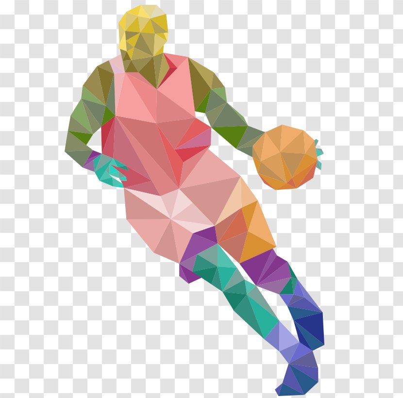 Basketball Player Sport Athlete - Coach - Cartoon Hand-painted Origami Effect Transparent PNG