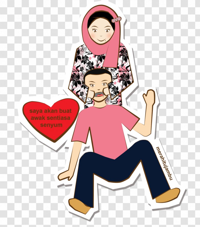 Cartoon T-shirt Muslim Caricature - Flower - Sweet Newly Married Couple Transparent PNG