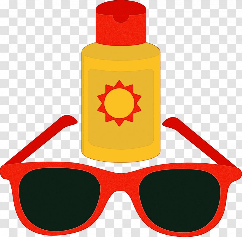 Sunglasses Cartoon - Water Bottle Orange Transparent PNG