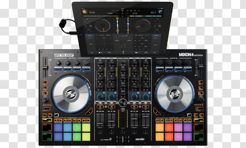 Reloop Mixon-4 Djay DJ Controller Disc Jockey Mixer - Audio Mixers - Dj Transparent PNG