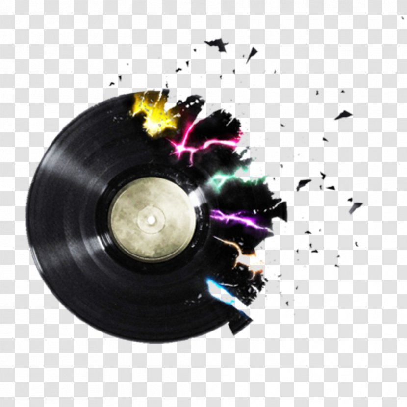 Disc Jockey Phonograph Record - Watercolor - Fancy Free Matting Damaged CD Transparent PNG