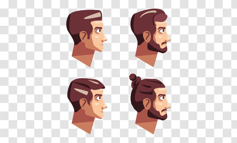 Hairstyle Euclidean Vector Face Beard - Cheek - Man In Profile Transparent PNG