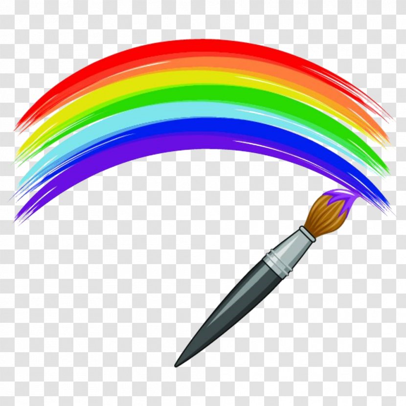 Paintbrush Royalty-free Rainbow - Paint - Color Brush Transparent PNG