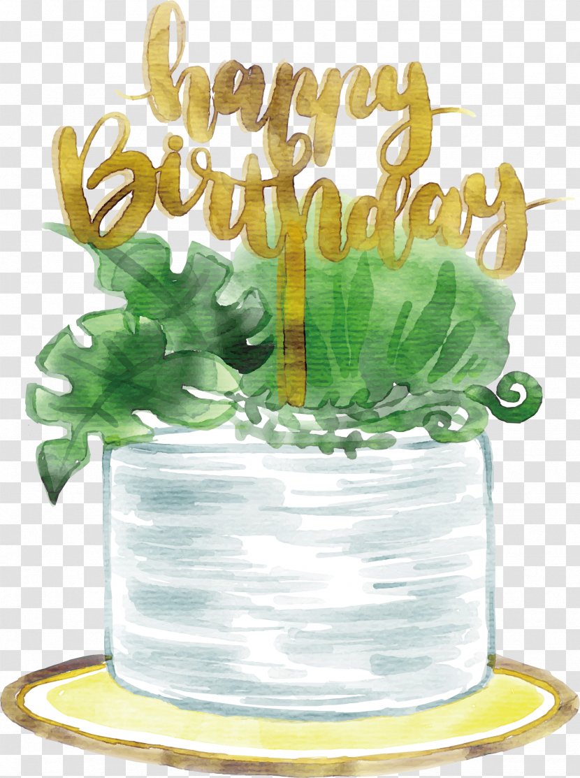Birthday Cake Computer File - Watercolor Painting - Hand Painted White Transparent PNG