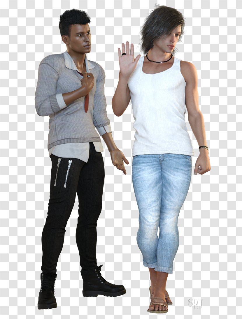 Jeans T-shirt Shoulder Denim Leggings - Abdomen Transparent PNG