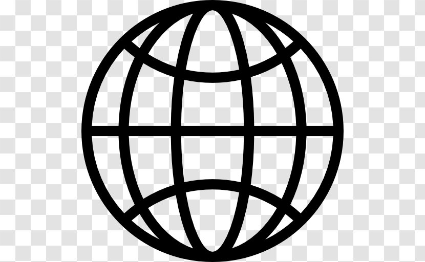 Globe World Earth Symbol - Black And White Transparent PNG
