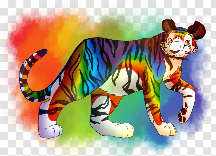 Tiger Cat Cartoon Desktop Wallpaper - Rainbow Transparent PNG