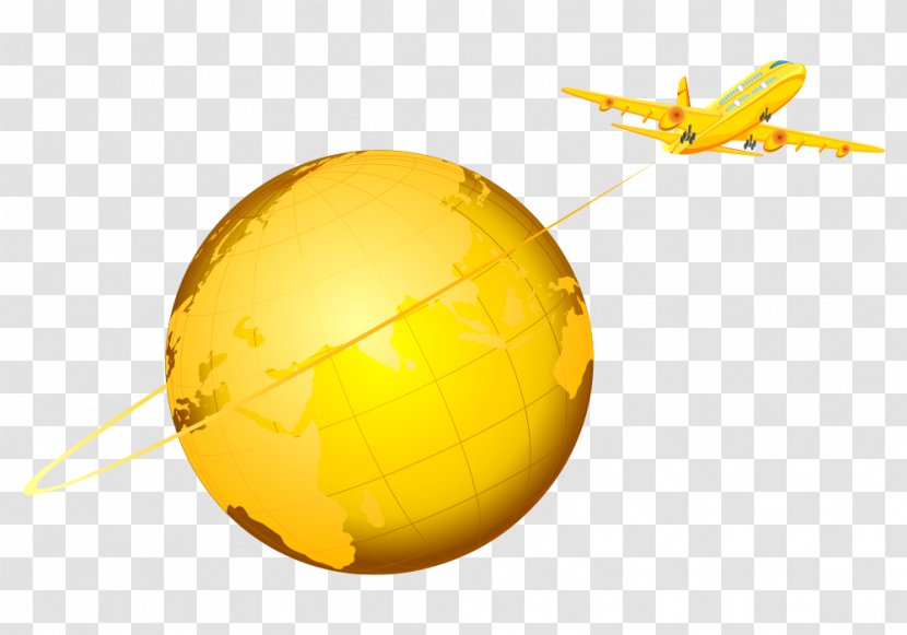 Airplane Euclidean Vector Download - Sky - Golden Earth Three-dimensional Transparent PNG