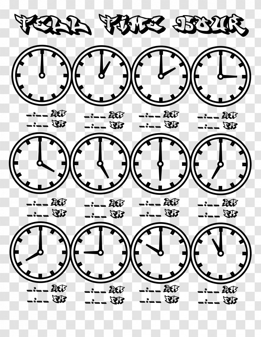 Coloring Book Time & Attendance Clocks Worksheet Learning - Text - Digital Alarm Clock Transparent PNG