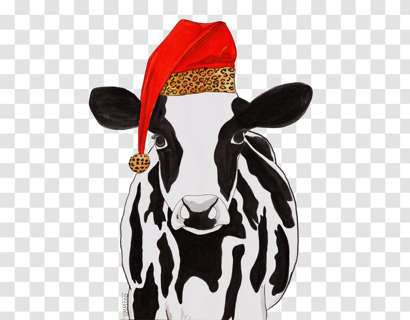 Taurine Cattle Dairy Holstein Friesian Santa Claus Hat - Suit Transparent PNG