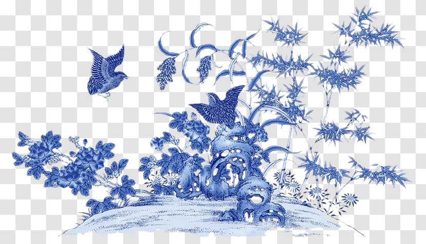 Blue And White Pottery Porcelain Taobao - Branch - Group Transparent PNG