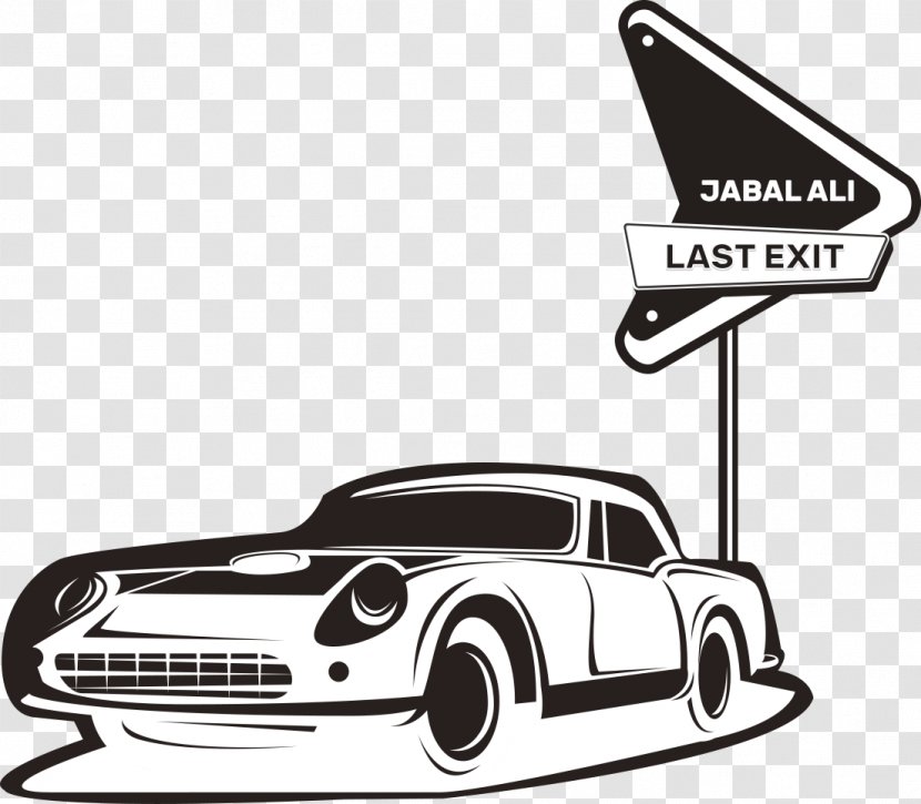 Last Exit Al Khawaneej - Black And White - E11 Car Jebel Ali Food TruckCar Transparent PNG