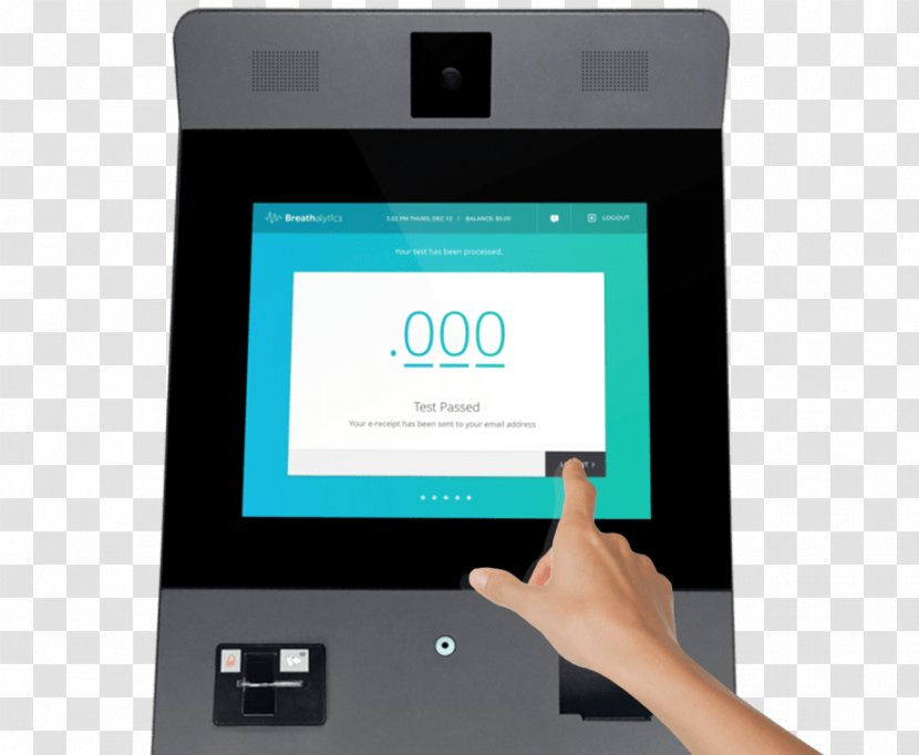 Breathalytics Breathalyzer Kiosk Alcoholic Drink Industry - Handheld Devices - Fingerprint Recognition Transparent PNG
