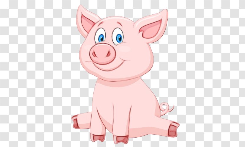 Domestic Pig Cartoon Suidae Pink Nose - Livestock Snout Transparent PNG