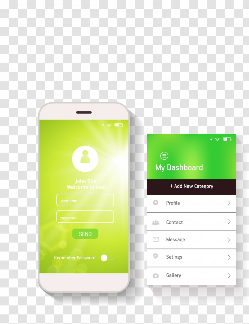 Web Design Smartphone World Wide Page - Green - Vector Transparent PNG