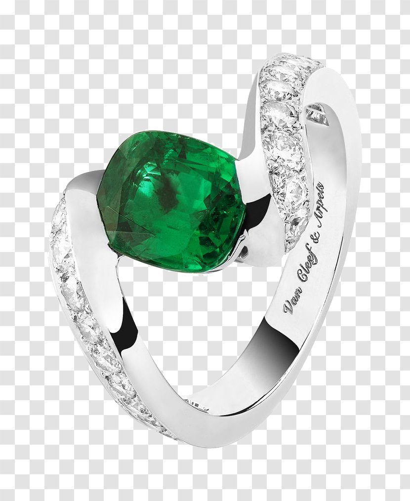 Engagement Ring Van Cleef & Arpels Jewellery Emerald - Product Physical Single Diamond Pieces Button Wall Transparent PNG