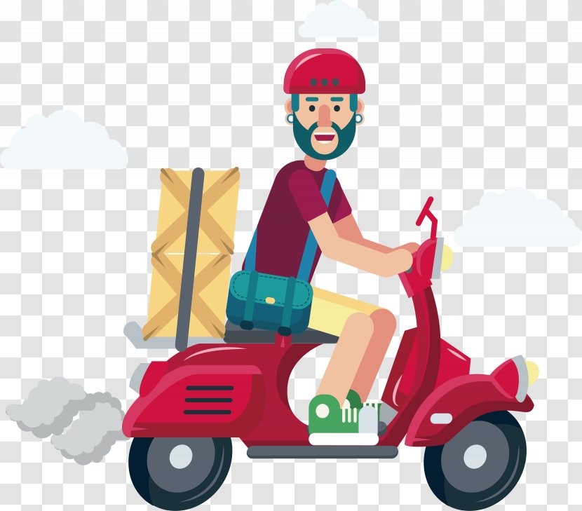 Motorcycle Courier - Red Transparent PNG