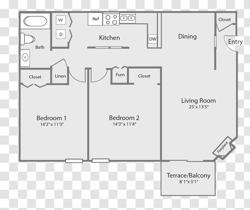 Floor Plan Winter Haven Della Vita Apartments House - Diagram - Apartment Transparent PNG