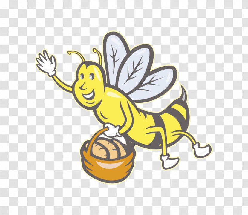 Bee Loaf Bread Cartoon Basket - Fictional Character - Collecting Nectar Transparent PNG