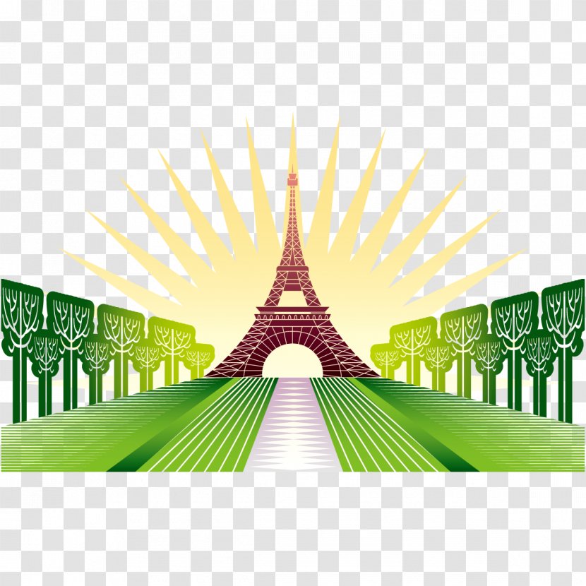 Eiffel Tower Cartoon Landmark Landscape - Road Transparent PNG