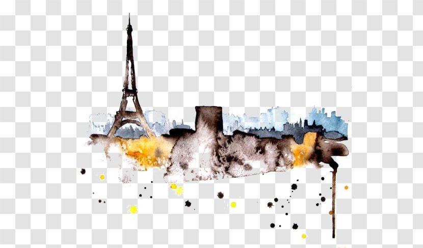 Eiffel Tower Aesthetic Medicine & Laser Paris - Drawing - Dr. Elena ROMANOVA Watercolor Painting DrawingParis Background Transparent PNG