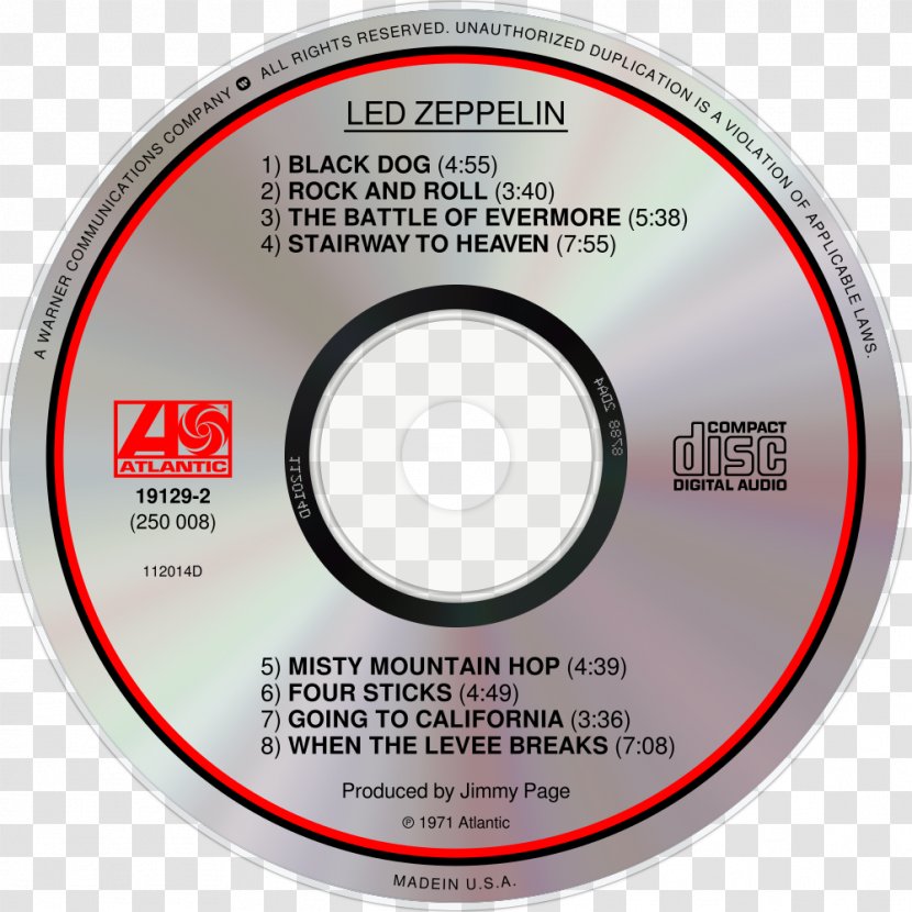 Compact Disc Led Zeppelin IV Black Dog Rock And Roll - Silhouette - Watercolor Transparent PNG