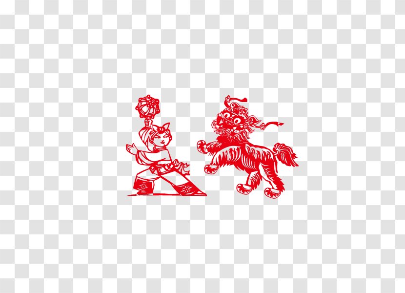 Lion Dance Papercutting Chinese Guardian Lions - Folk-custom,Dragon,Chinese New Year Transparent PNG
