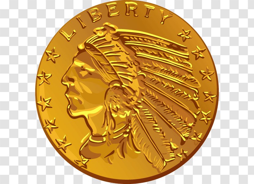 Gold Coin Dollar United States - Metal Transparent PNG