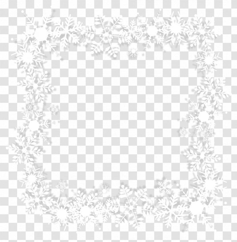 Black And White Area Pattern - Monochrome - Snowflake Border Transparent PNG