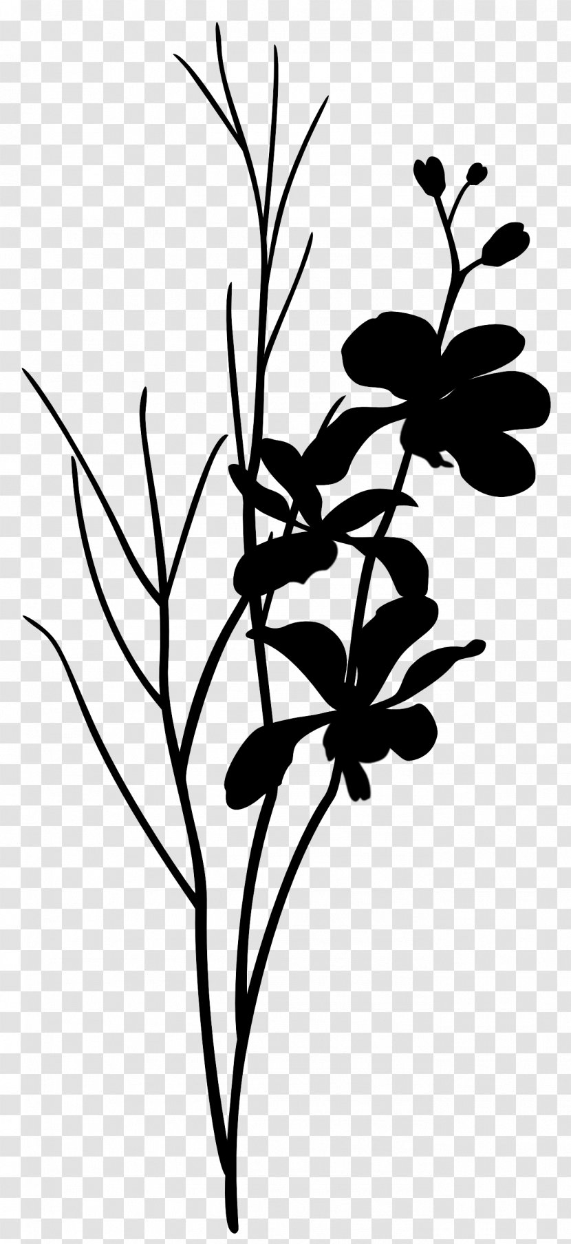 Twig Plant Stem Leaf Clip Art Silhouette - Blackandwhite Transparent PNG