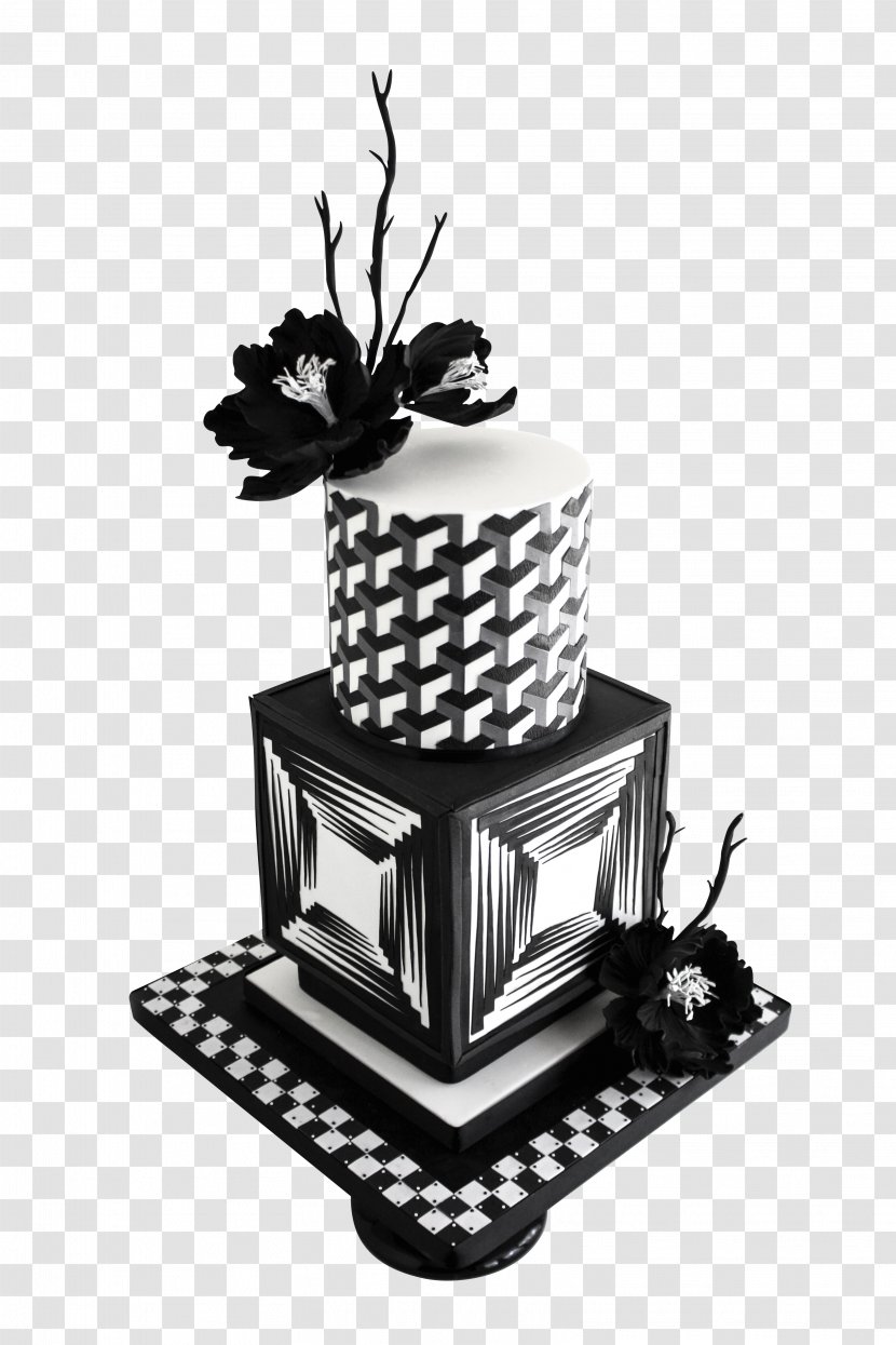 Wedding Cake Birthday Christmas Cupcake - Black And White Transparent PNG