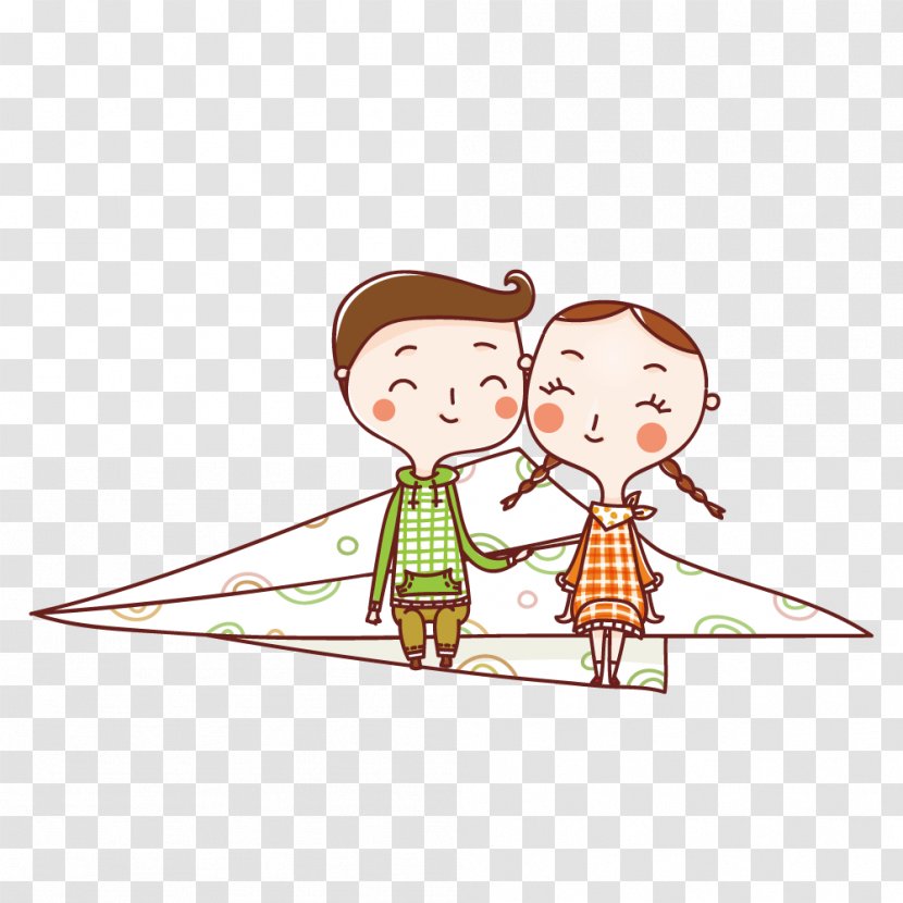 Airplane Illustration - Silhouette - Male And Female Couple Sitting On A Paper Transparent PNG