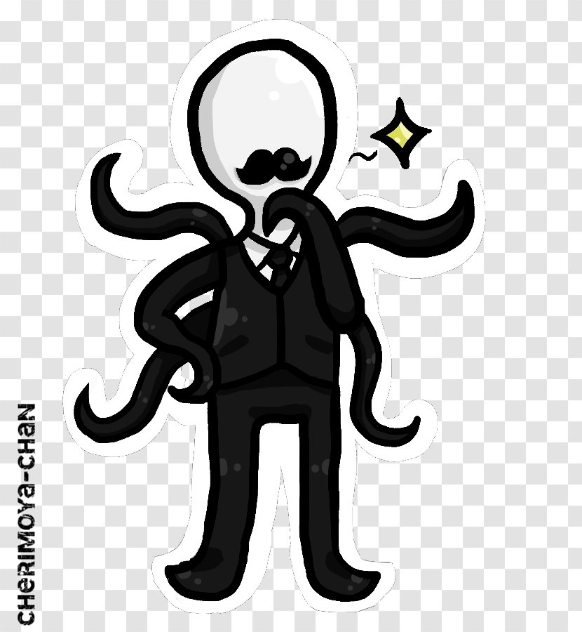 Slenderman Cherimoya Character Clip Art - Black - And White Transparent PNG